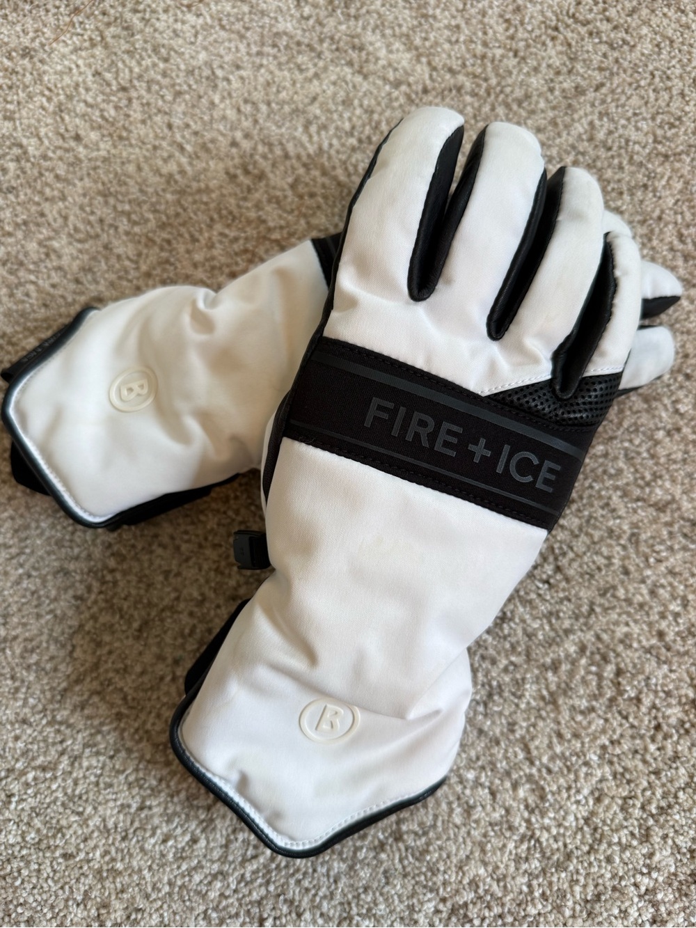 Bogner White and Black Ski Glove Pair